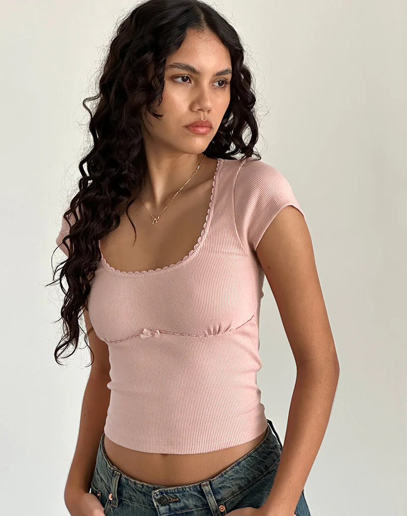 Rada Top in Rib Pink Lady - Awmao