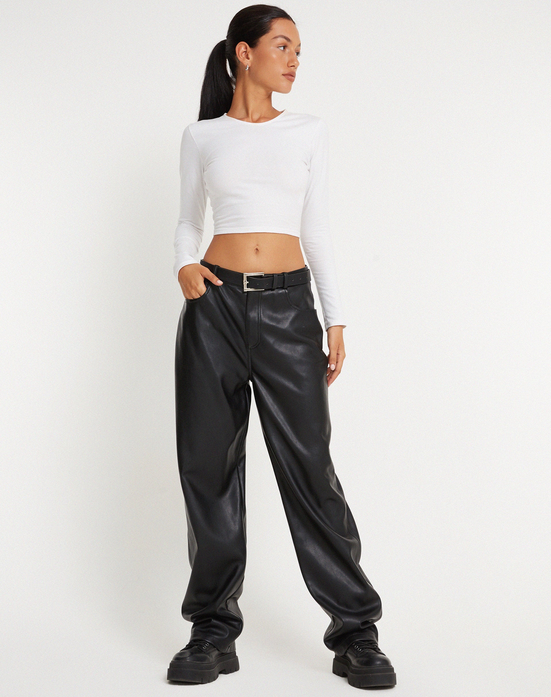 MOTEL X OLIVIA NEILL Parallel Trouser in Pu Black - Awmao