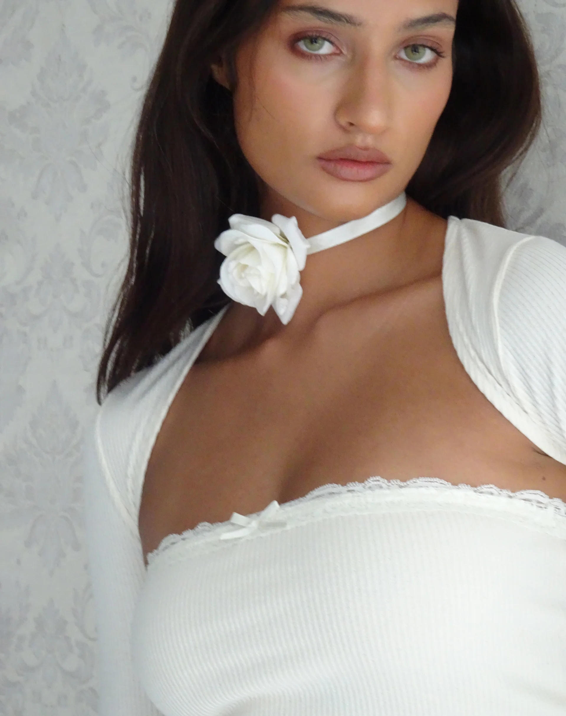 Ernie Bandeau Rib Top in Ivory - Awmao