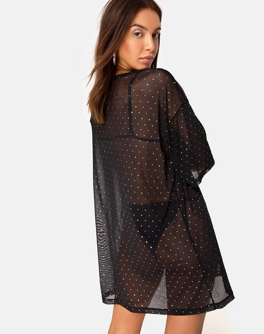 Sunny Kiss Tee in Crystal Net Black - Awmao