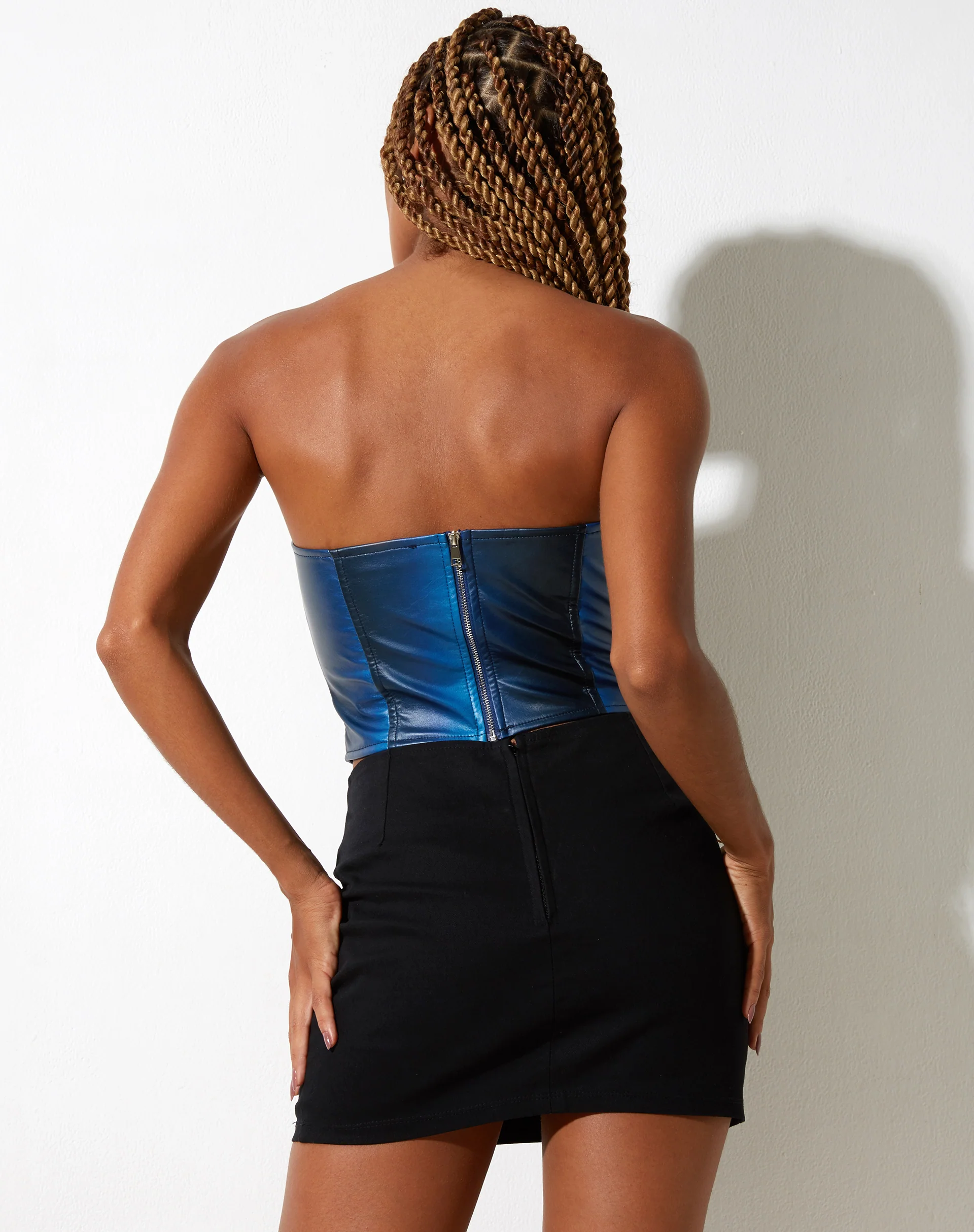 Wija Crop Top in PU Ombre Blue - Awmao