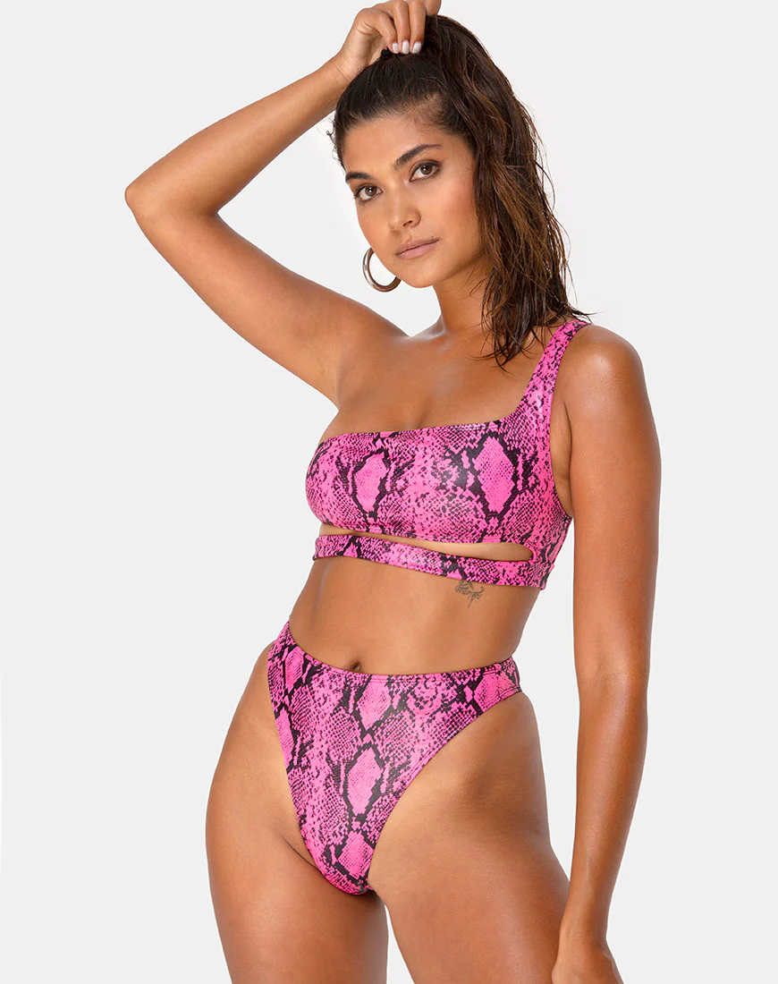 Ledra Bikini Top in Snake Pink - Awmao