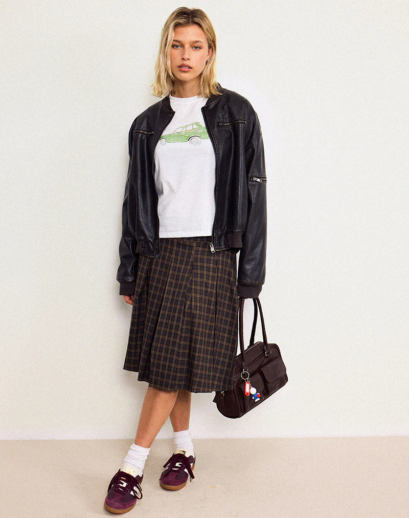Saki Tee in White with Green Car - Awmao