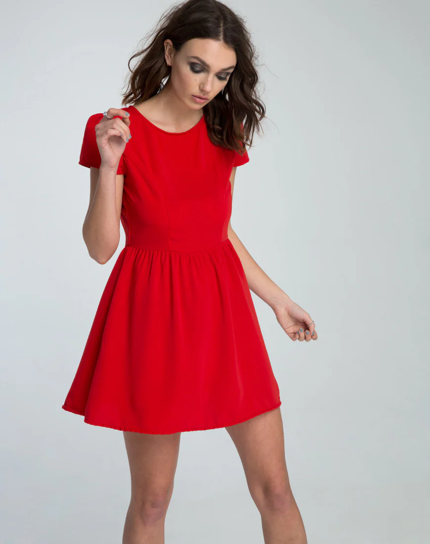 Topi Skater Dress in Red - Awmao