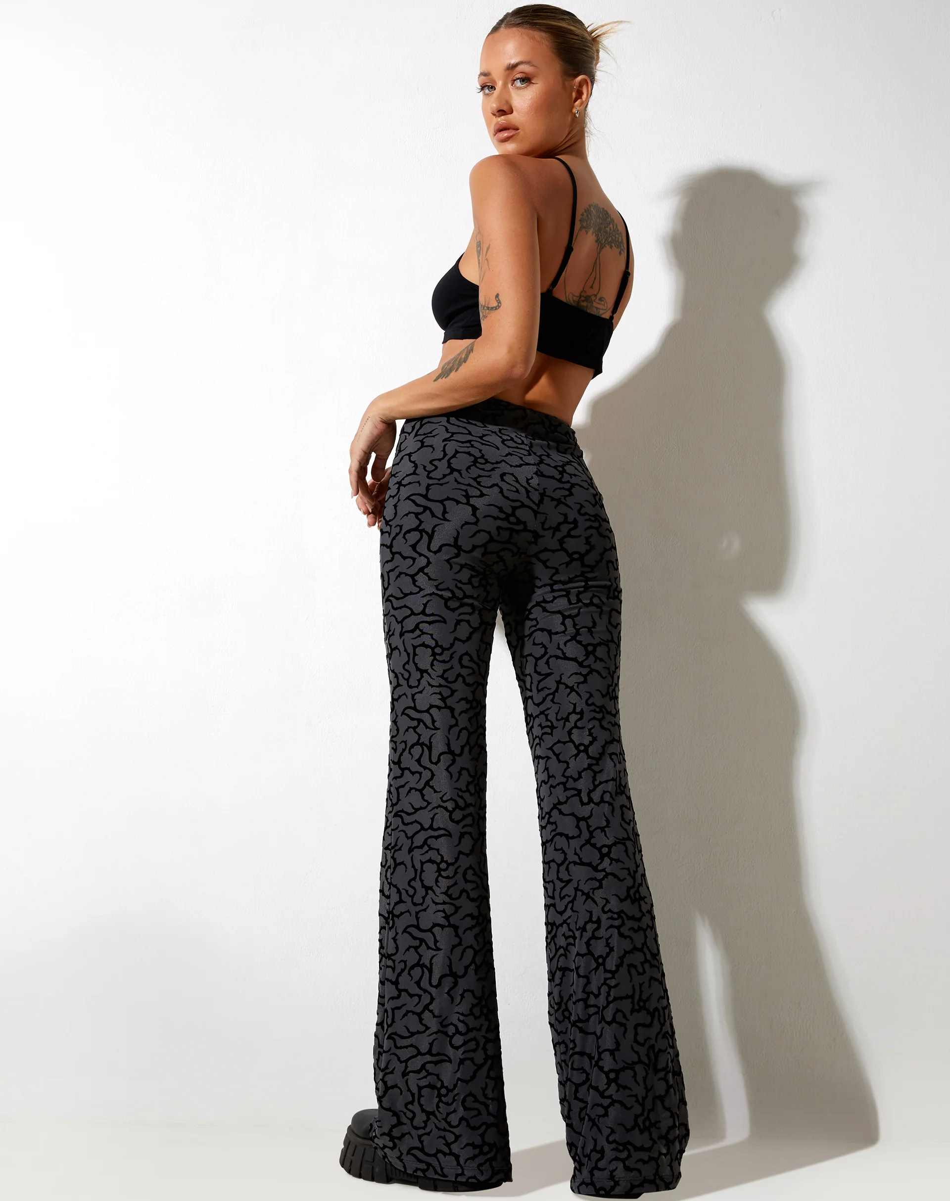 Nancha Flare Trouser in Tribal Flock - Awmao
