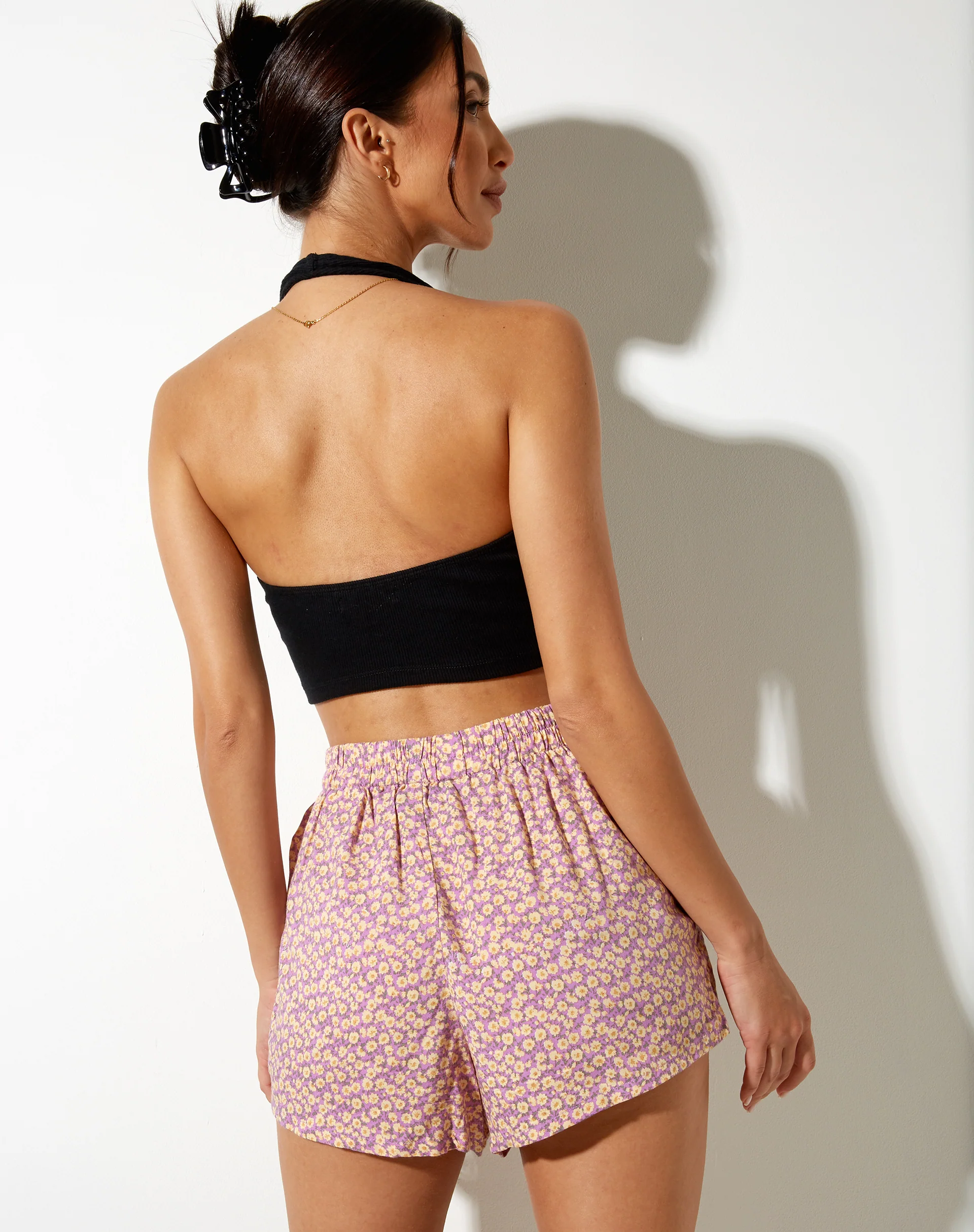 Maisy Shorts in Flower Fun Lilac Lemon - Awmao