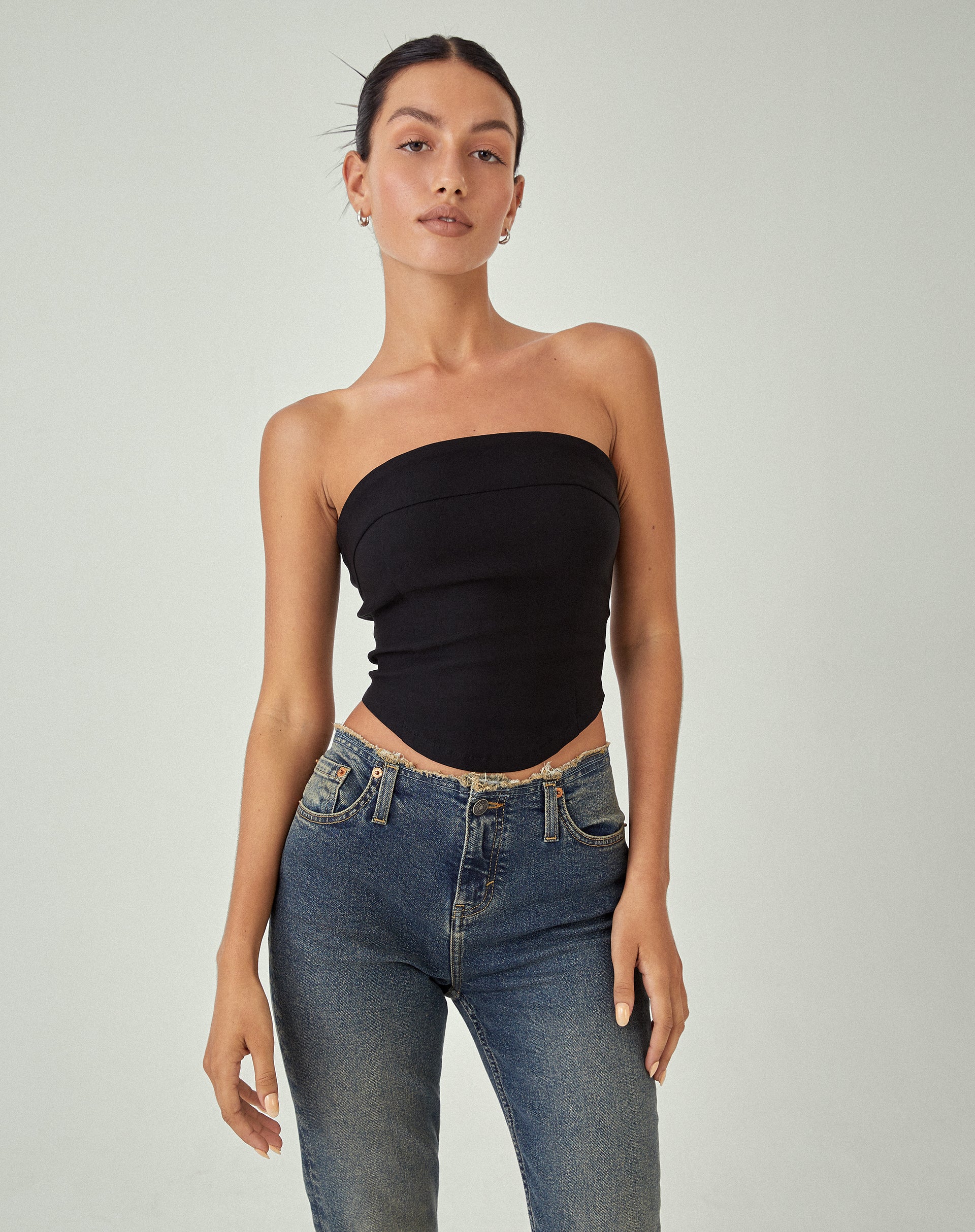 Panilka Bandeau Top in Black - Awmao