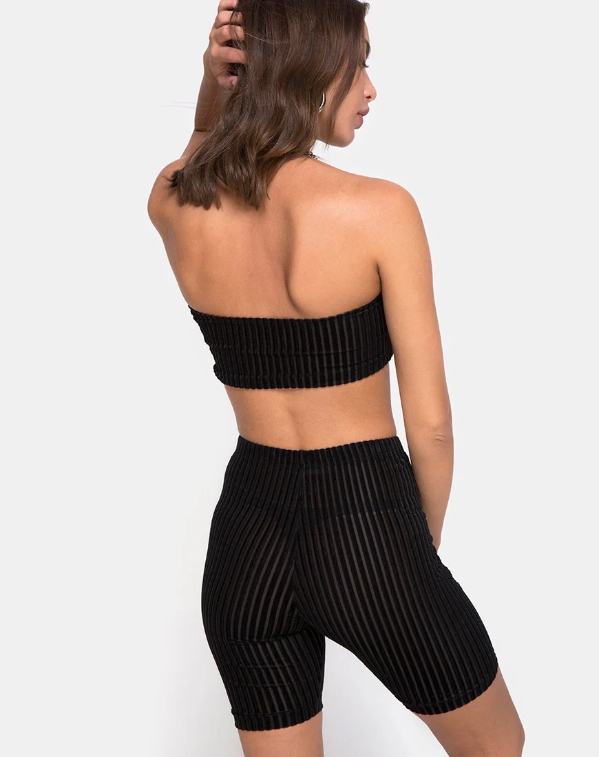 Tube Top in Velvet Sheer Stripe Black X Princess Polly - Awmao