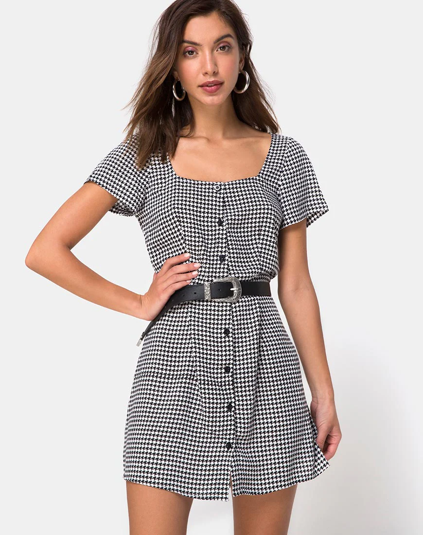 Zavacca Tea Dress in Small Dogtooth - Awmao