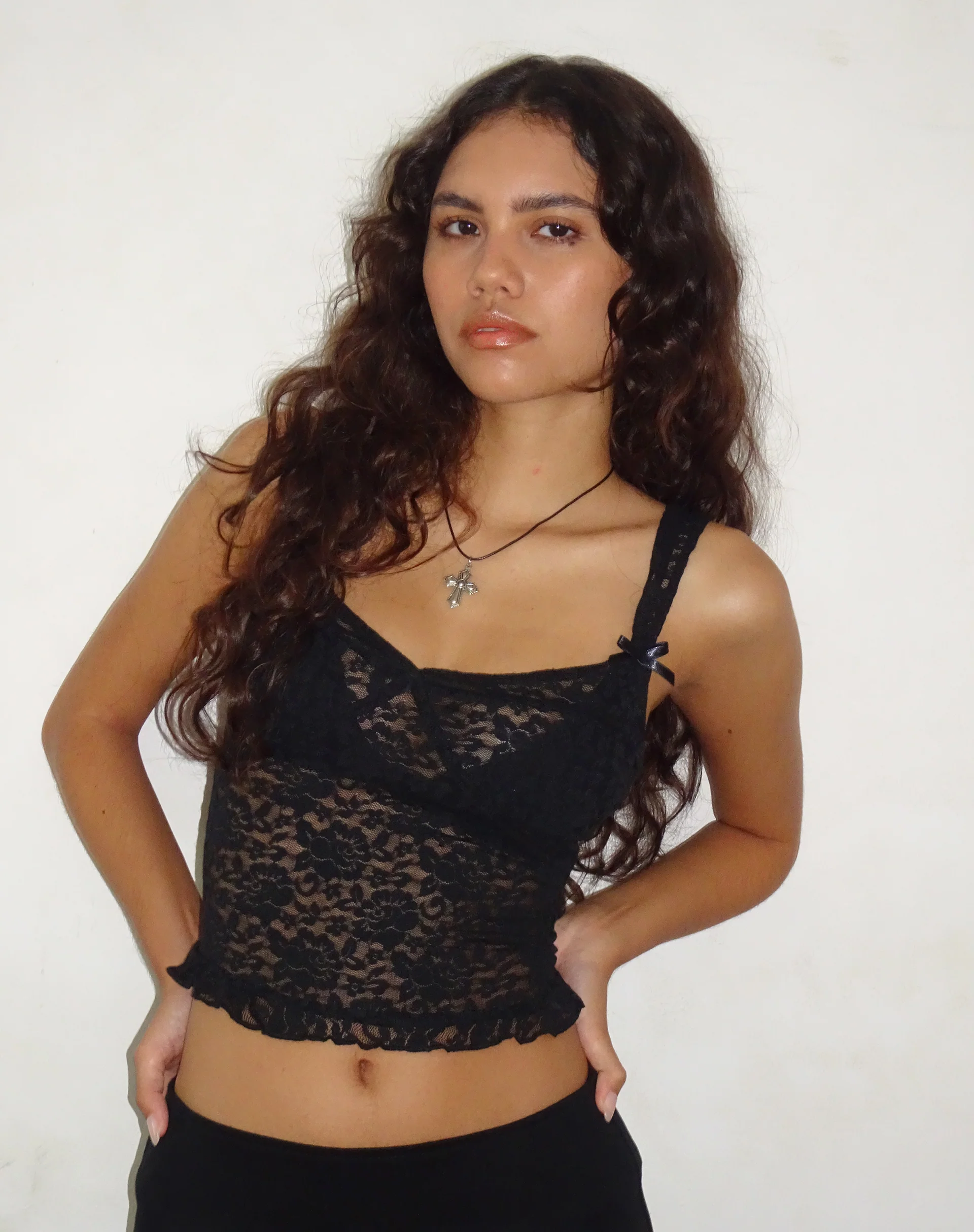 Brietta Unlined Corset Top in Rose Lace Black - Awmao