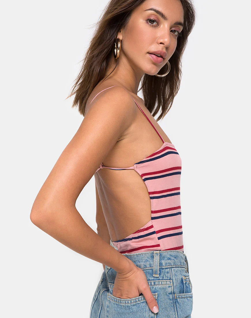 Lucia Bodice in 70's Stripe Pink Horizontal - Awmao