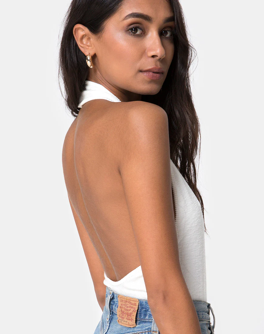 Hata Bodice in Rib Ivory - Awmao