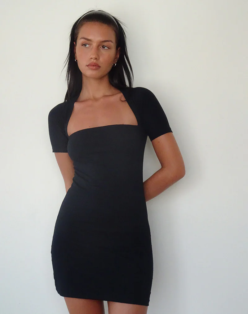 Drequa Mini Dress in Black - Awmao