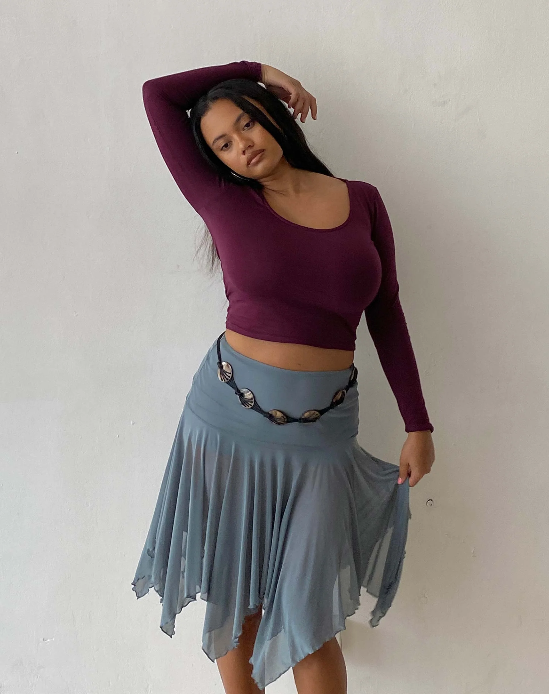 Bonlo Long Sleeve Top in Fig - Awmao