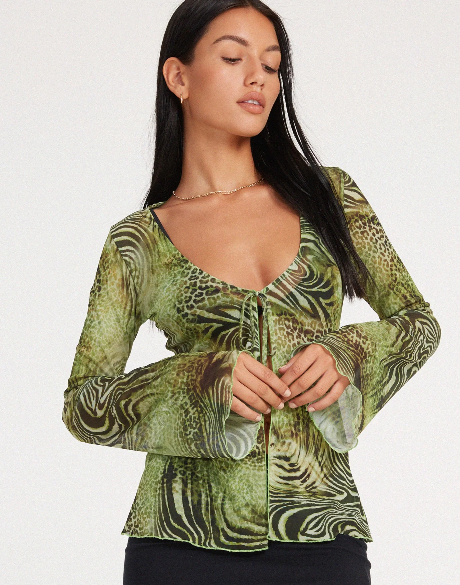 Leony Cardi in Mesh Cheetah Green - Awmao