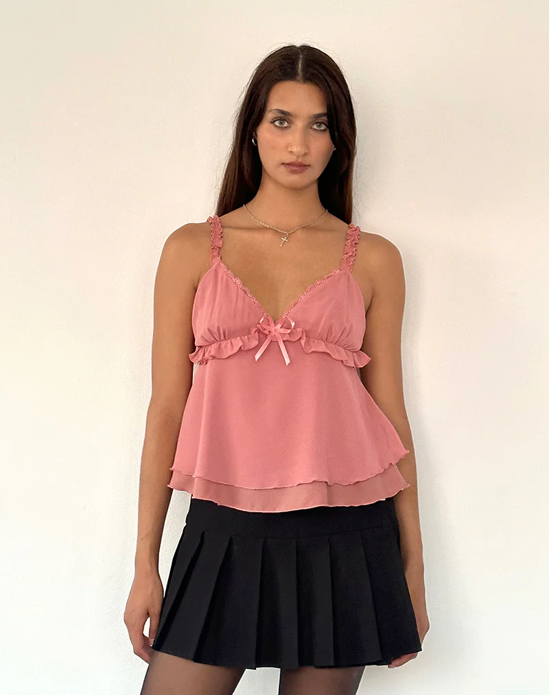 Melinda Frill Cami Top in Chiffon Blush - Awmao
