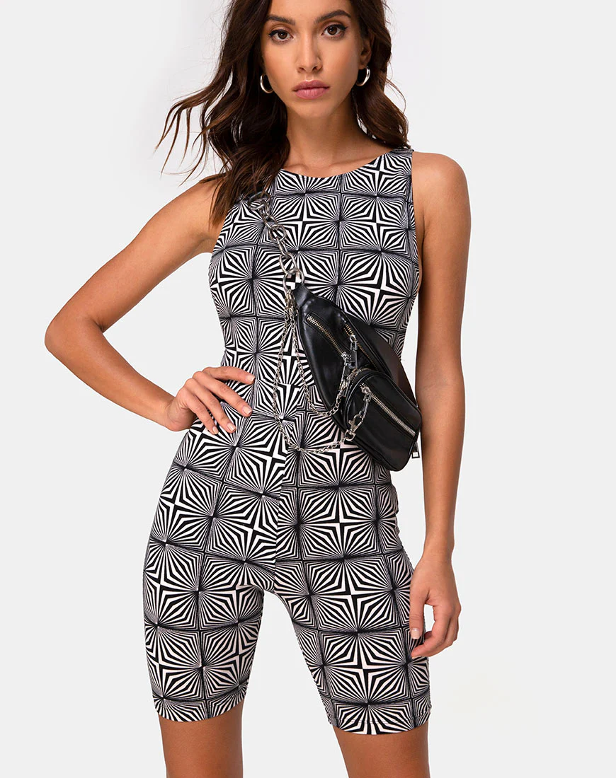 Acro Unitard in Sypro Black and White - Awmao