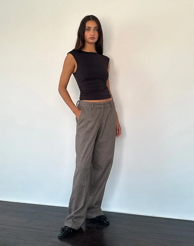 Sirkia Low Rise Tailored Trouser in Dark Brown - Awmao