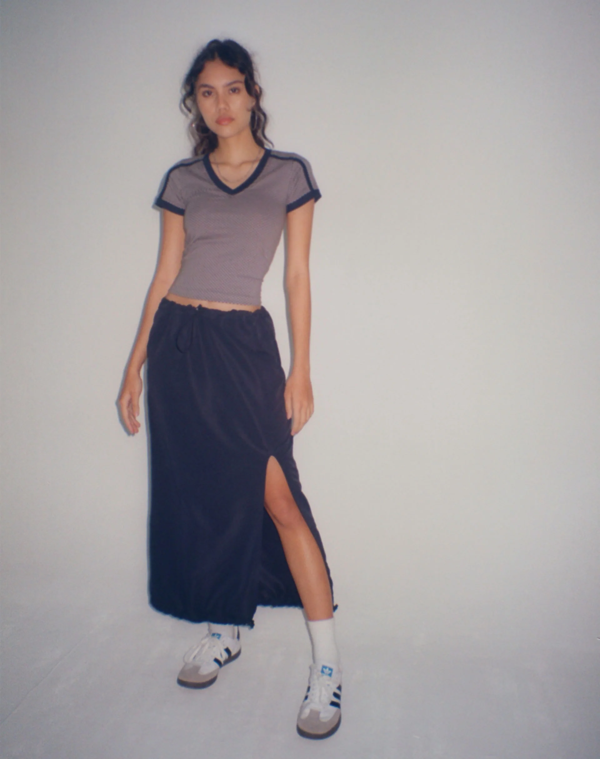 Kasao Midi Cargo Skirt in Navy - Awmao