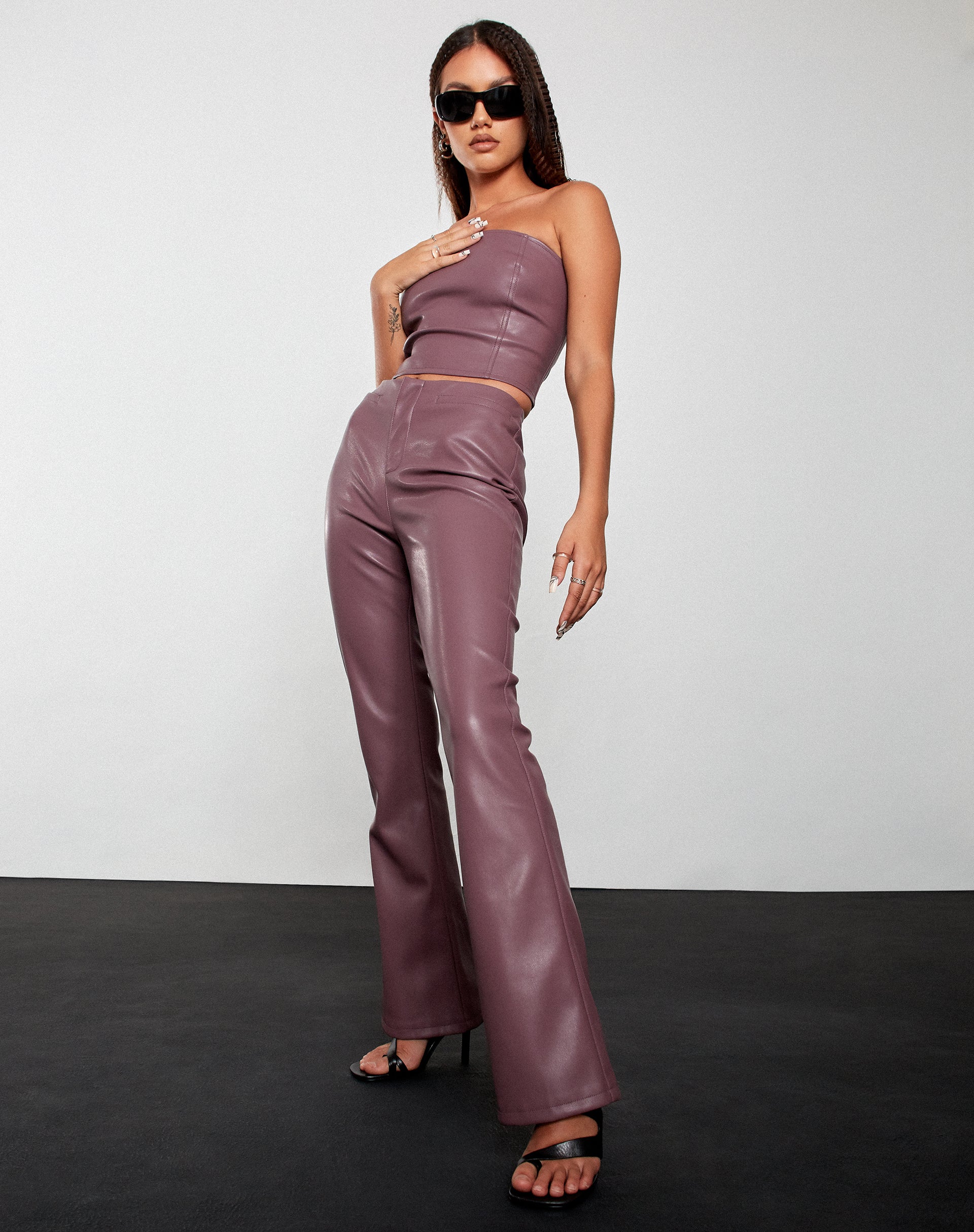 Eara Corset Top in PU Purple - Awmao
