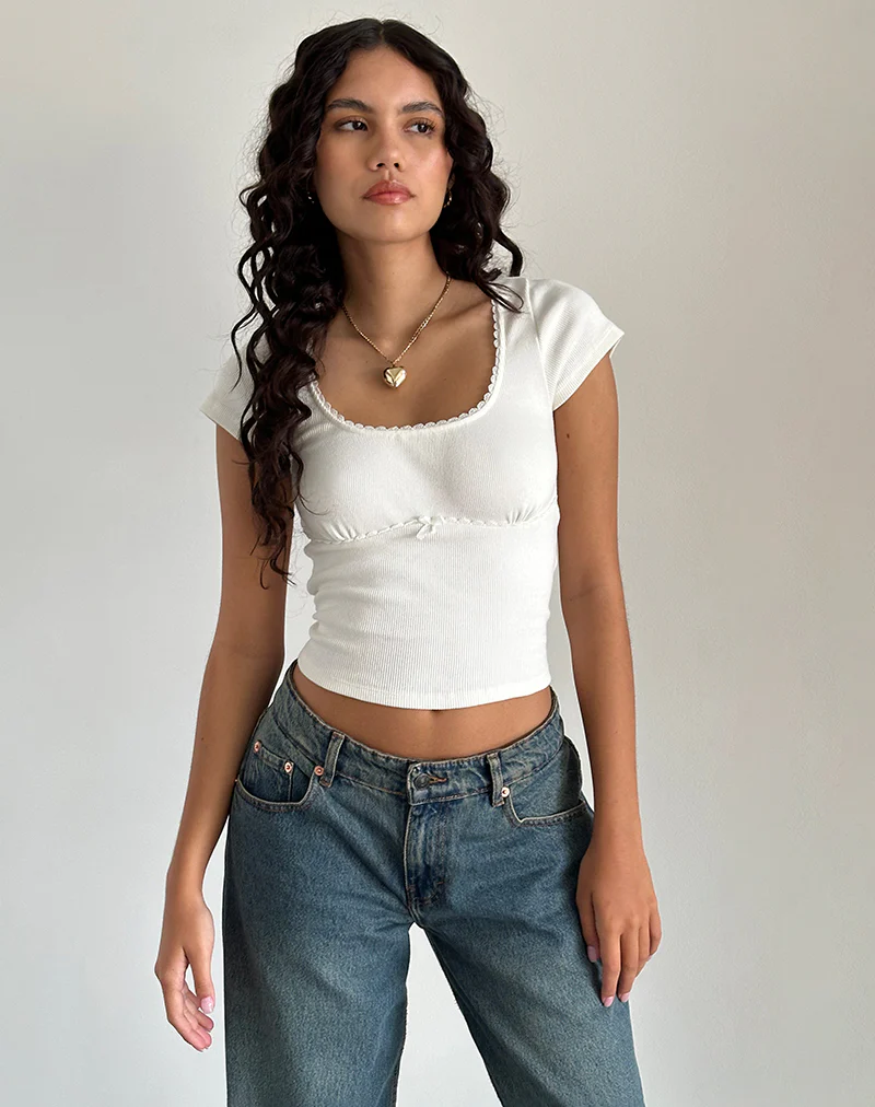 Rada Top in Rib Off White - Awmao