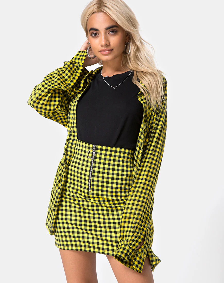 Oxford Shirt in Medium Gingham Yellow - Awmao