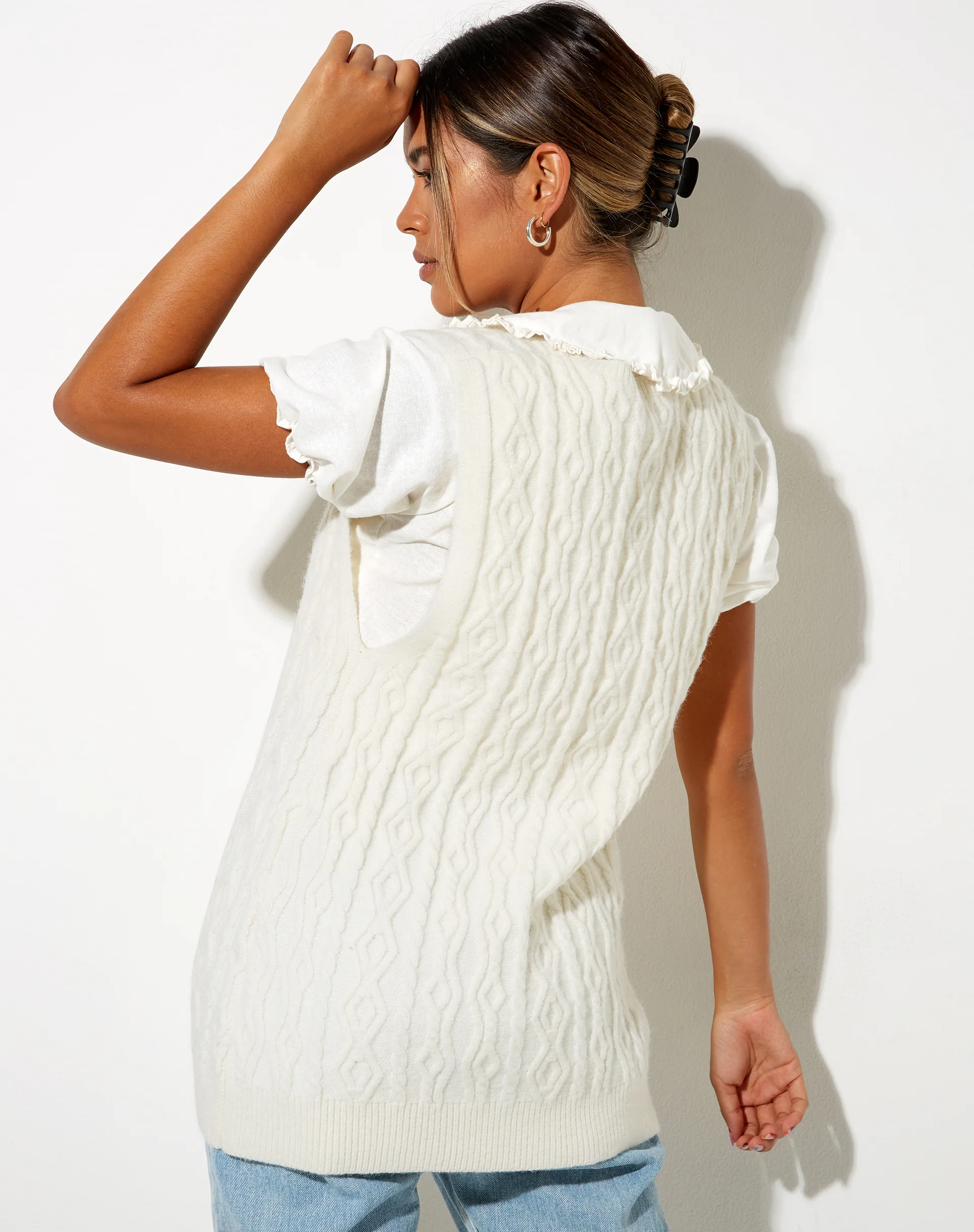 Selvi Cardi in Knit Ivory - Awmao