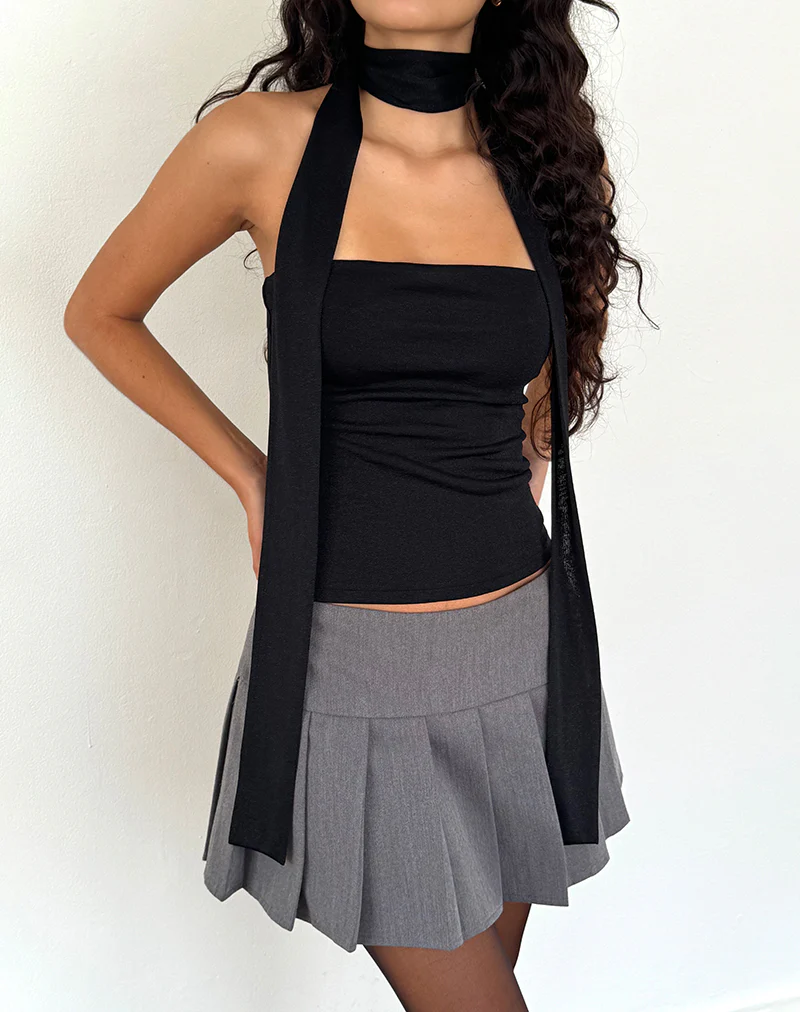 Jeldia Bandeau Top and Scarf Set in Black Shimmer - Awmao