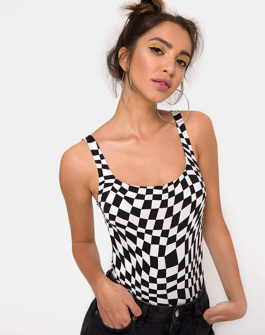 Maes Bodice in Square Flag Black and White - Awmao