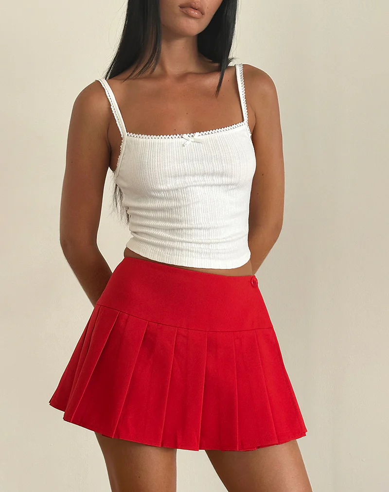 Casini Mini Skirt in Soft Tailoring Red - Awmao