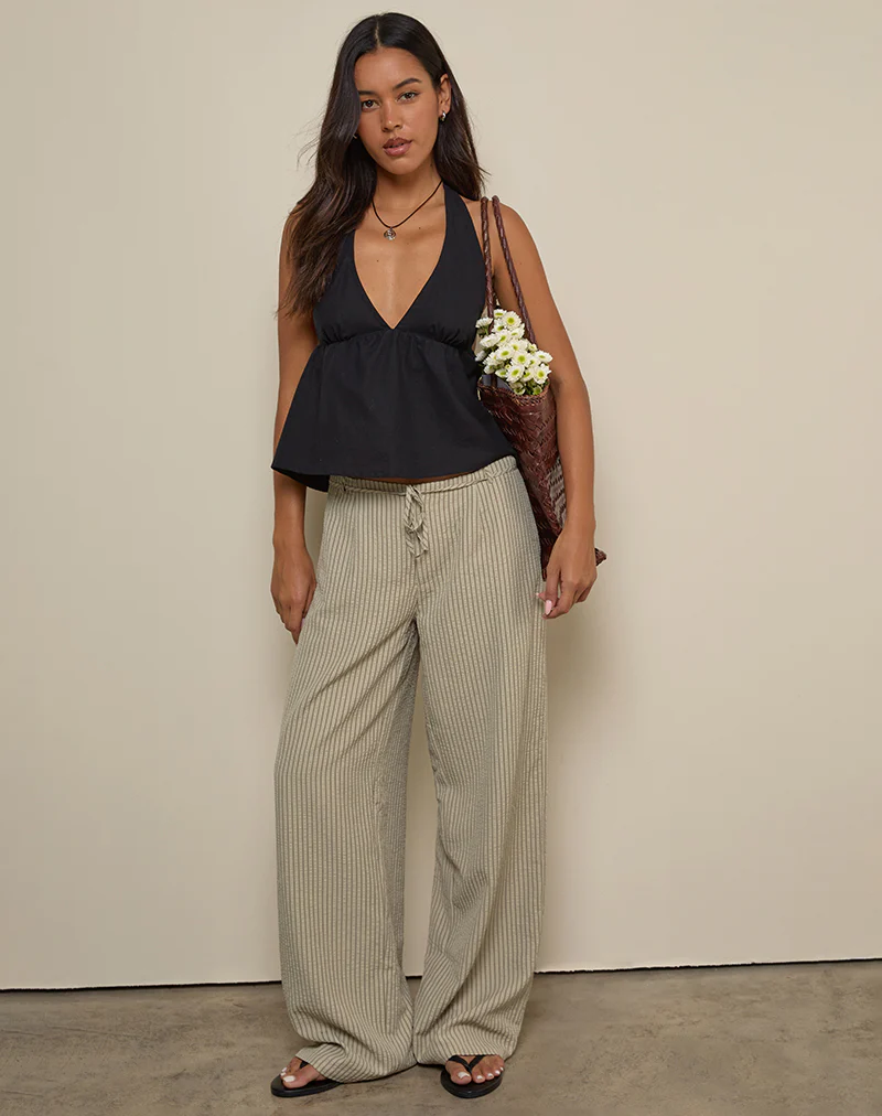 Eldana Halterneck Top in Black - Awmao