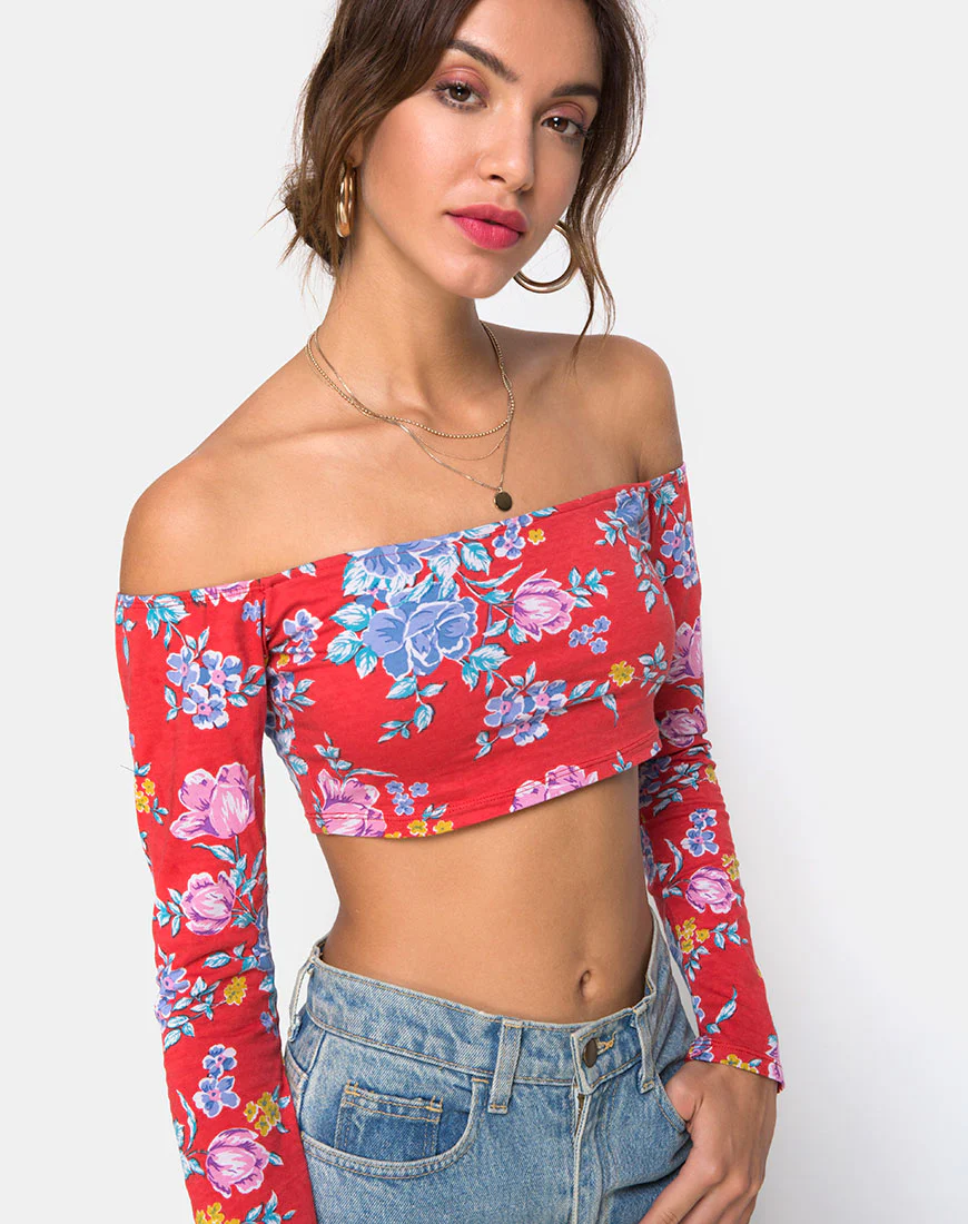 Coga Crop Top in Vintage Fleur - Awmao