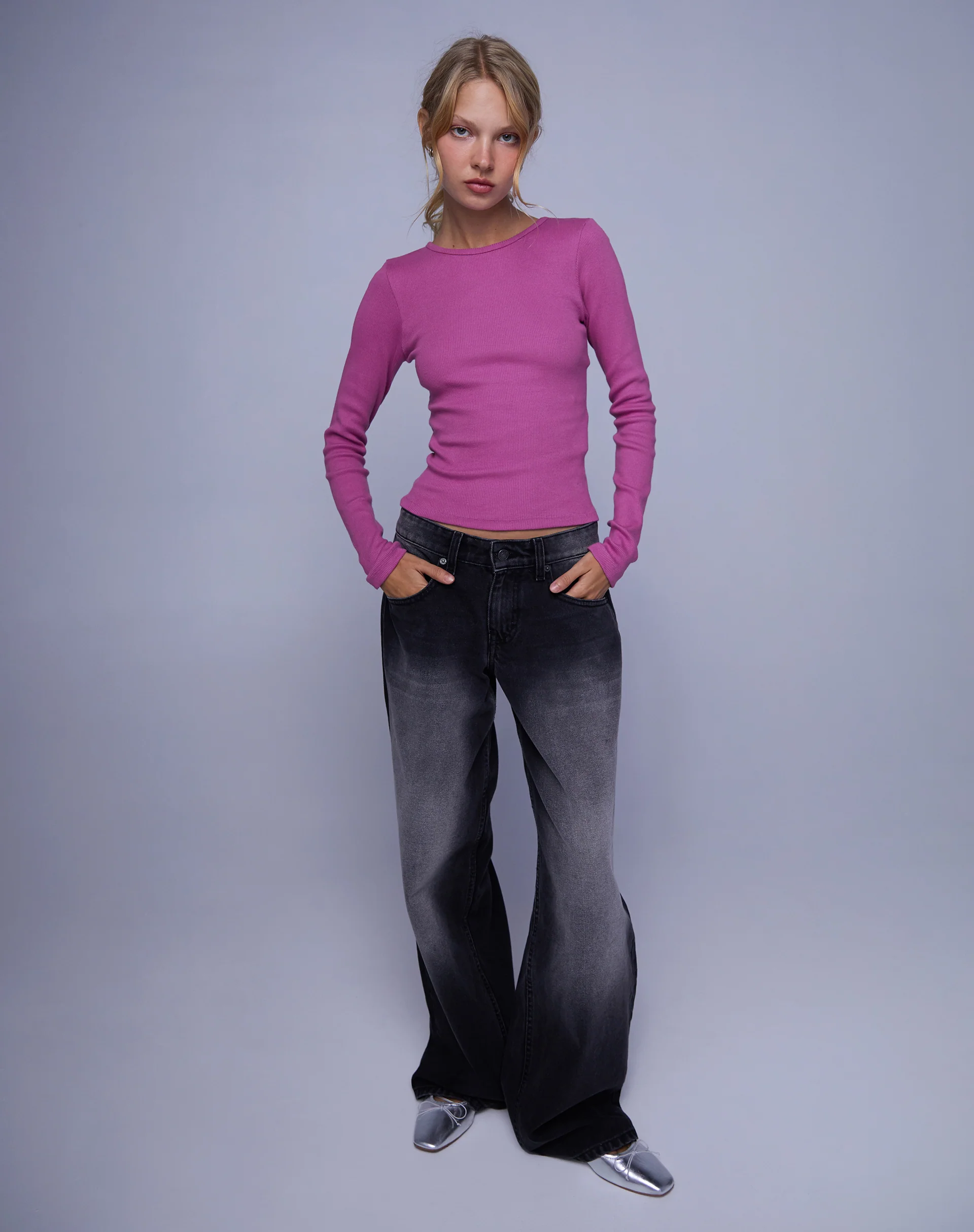 Gelbon Open Back Long Sleeve Top in Cashmere Pink - Awmao