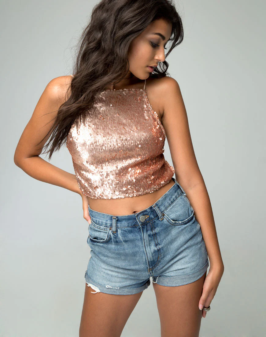 Athena Top in Champagne Sequin - Awmao