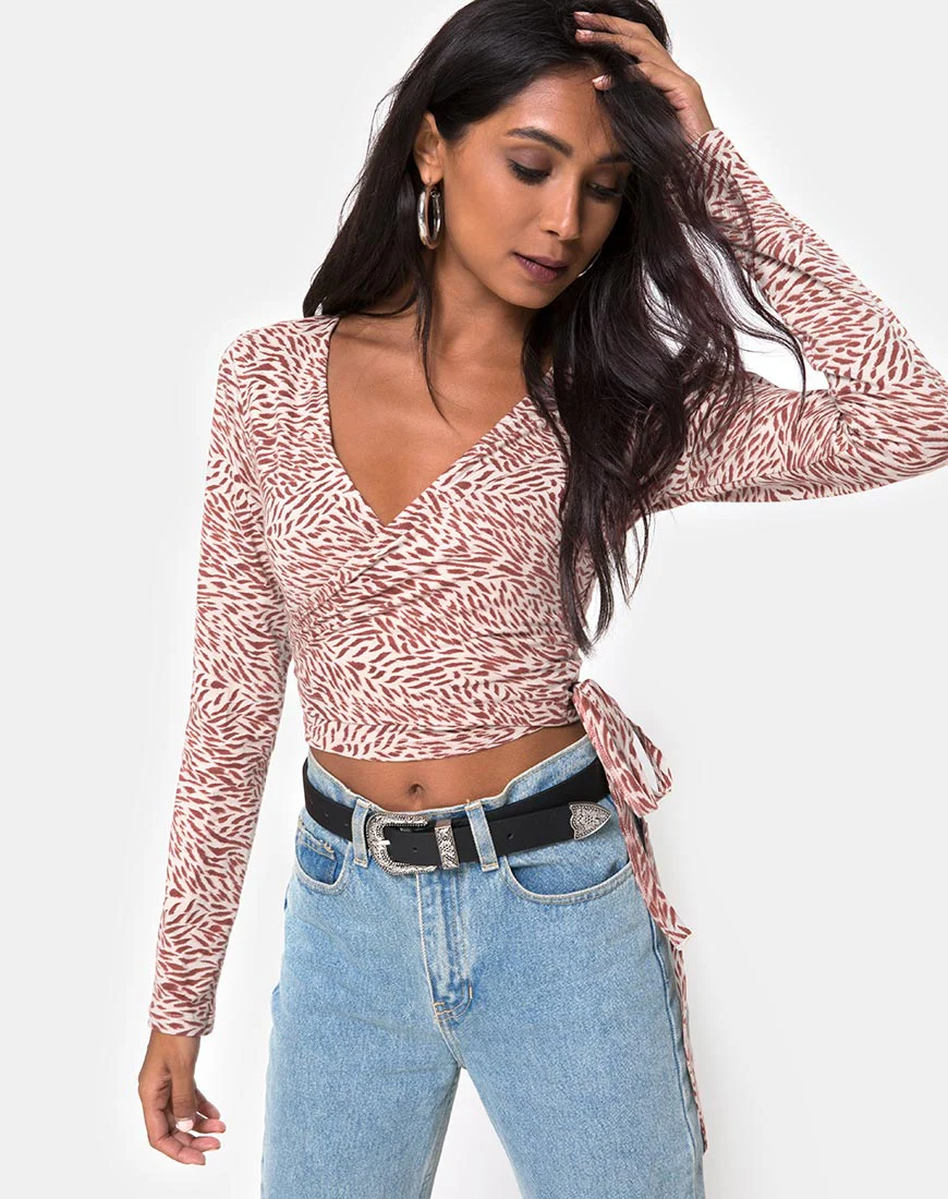 Kayak Wrap Top in Safari Taupe - Awmao