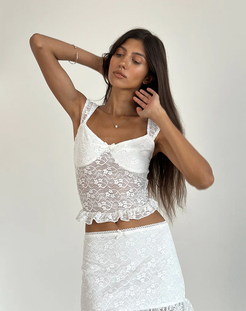 Brietta Cami Top in Lace Ivory - Awmao