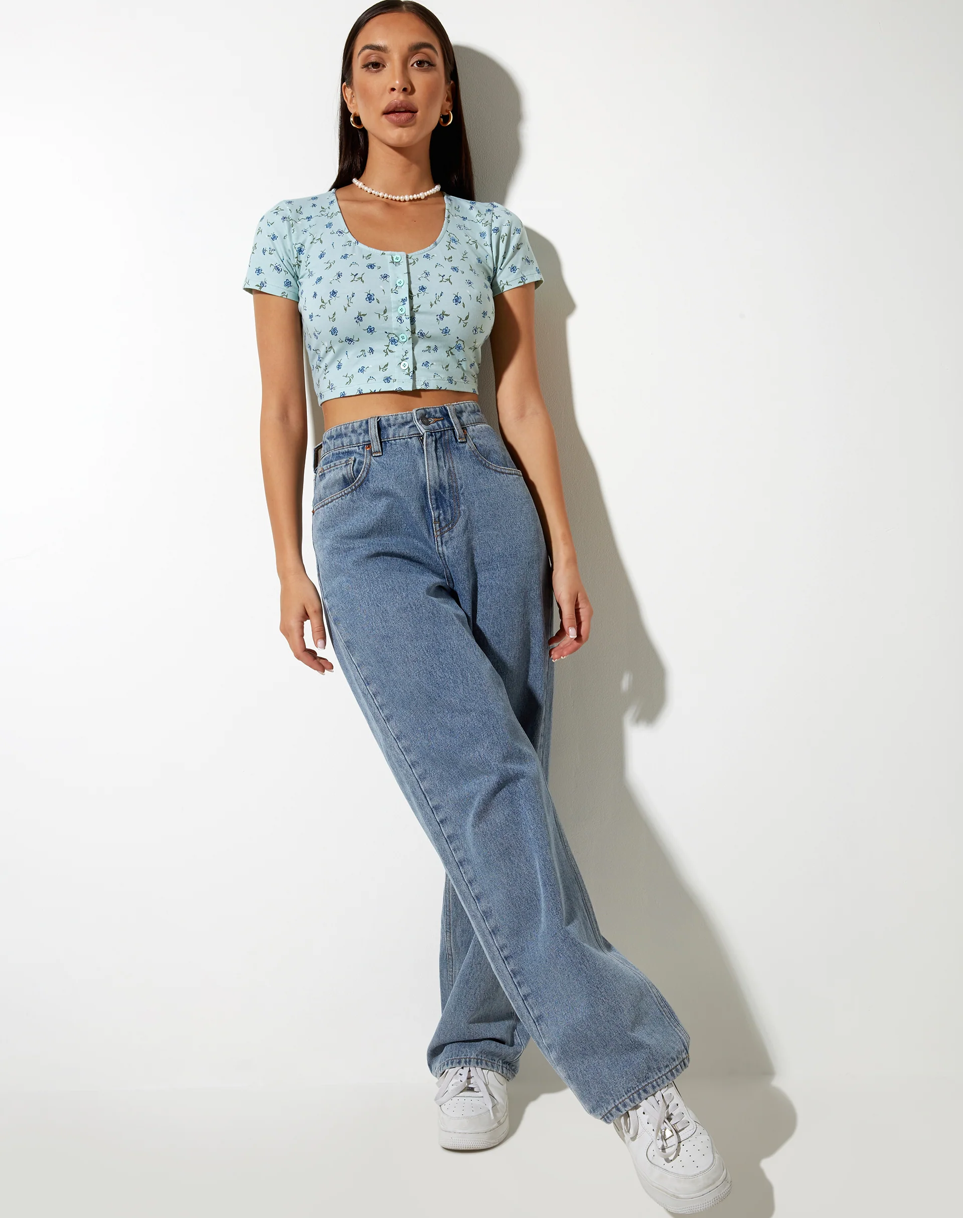 Mieye Crop Top in Pretty Petal Green - Awmao