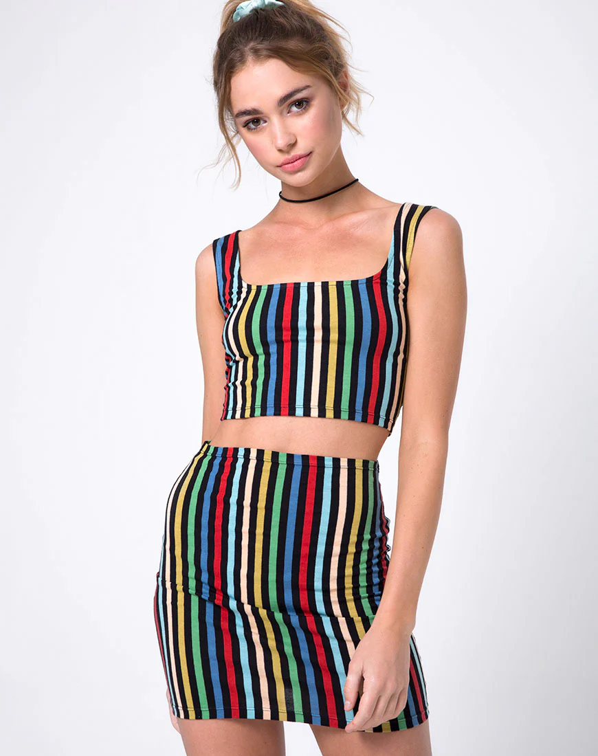 Kimmy Skirt in P.E Stripe - Awmao