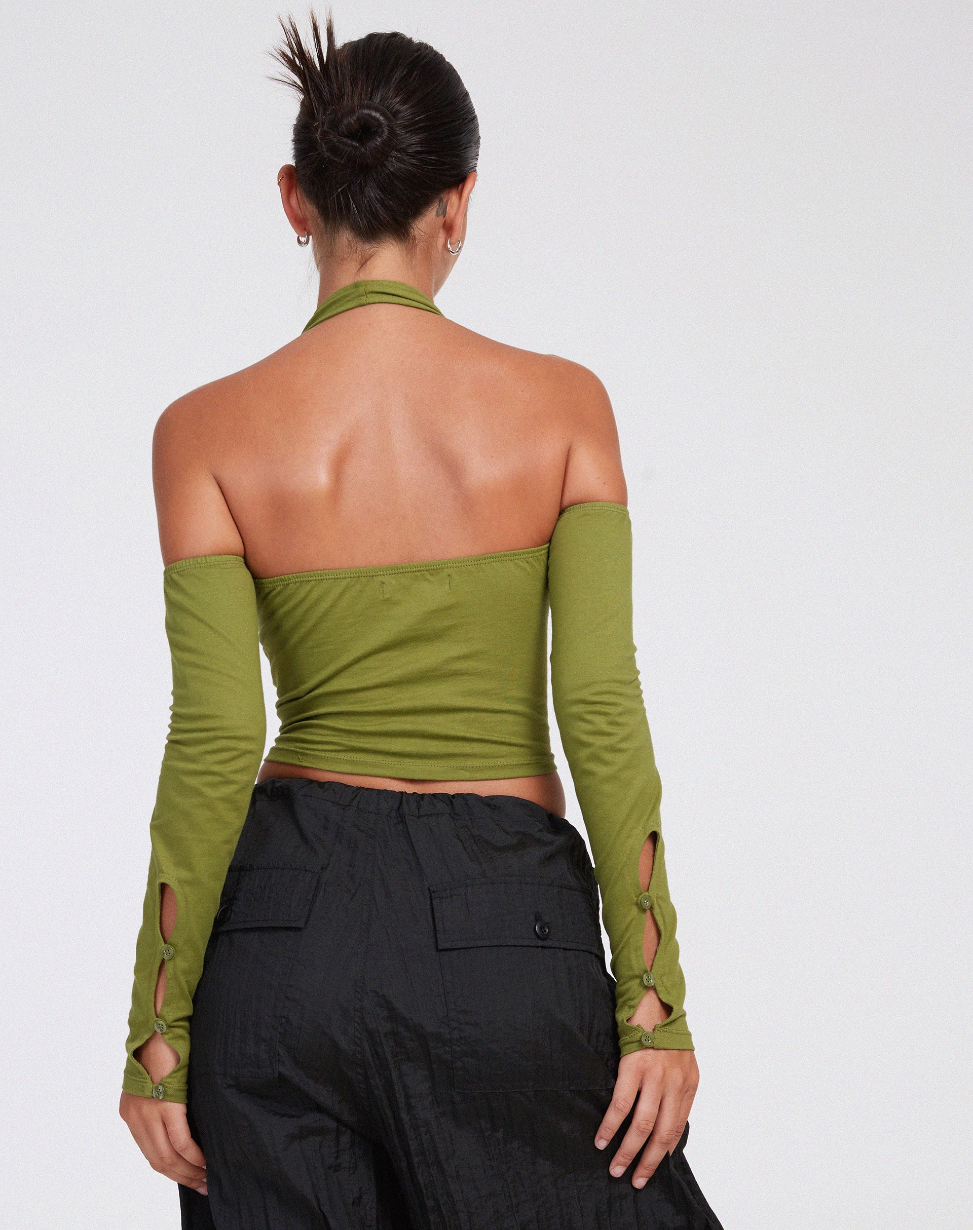 Jayne Crop Top in Khaki - Awmao