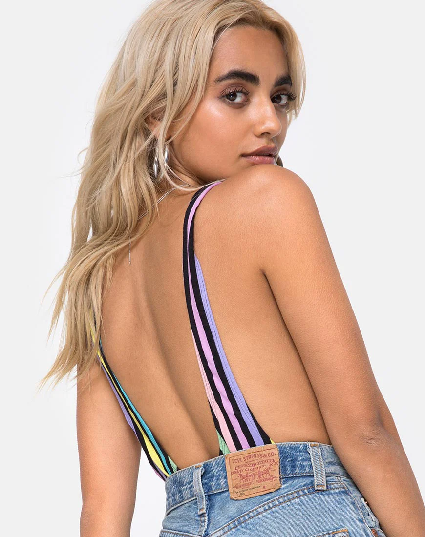 Lalung Plunge Bodice in New Stripe - Awmao