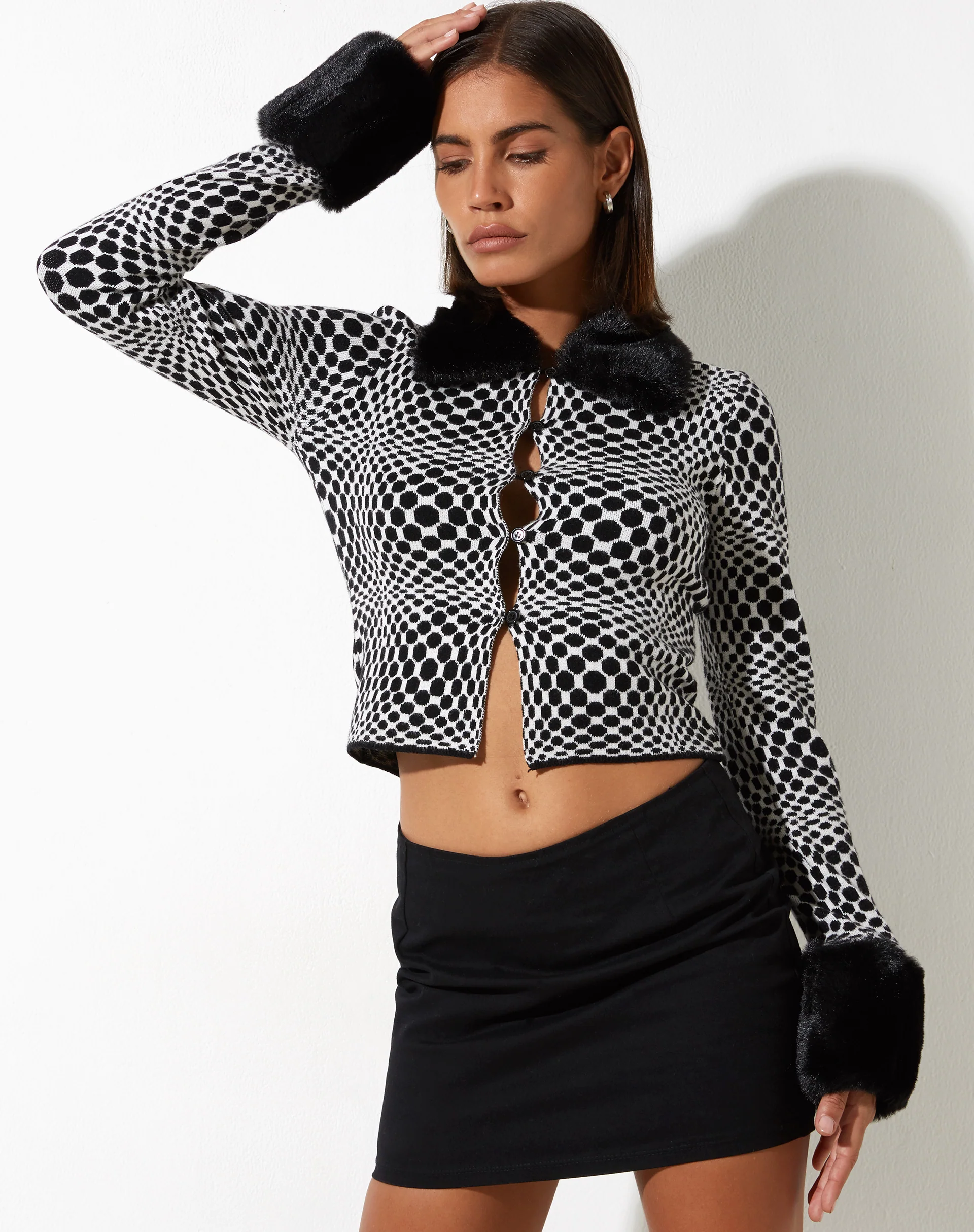 Lorita Cardi in Optic Monochrome Square Black and White - Awmao