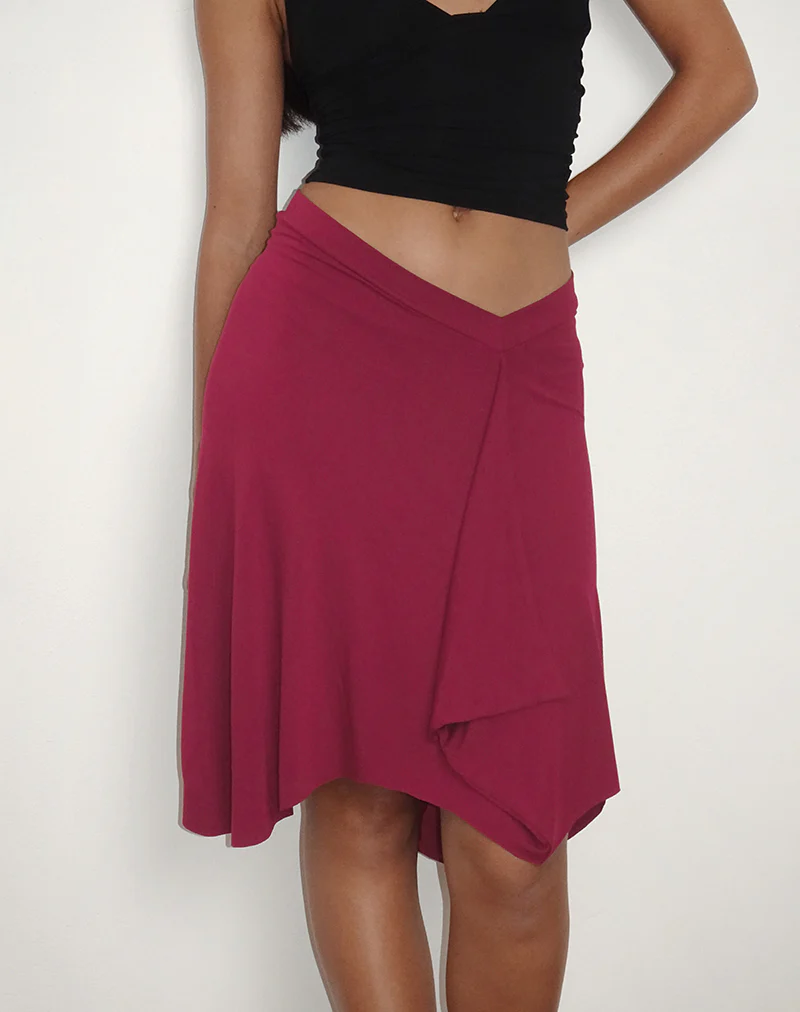 Esmeray Midi Skirt in Burgundy - Awmao