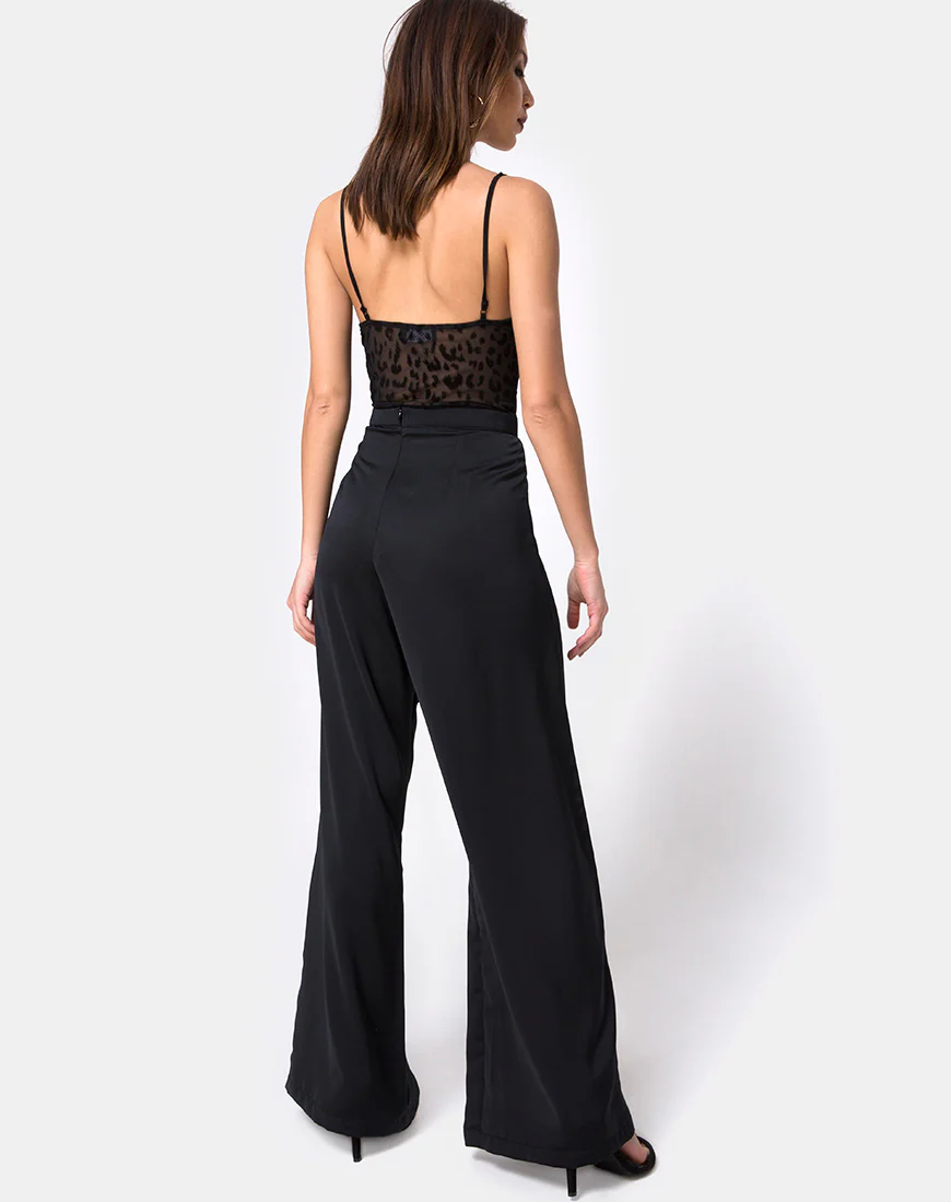 Ari Palazo Trouser in Satin Black - Awmao