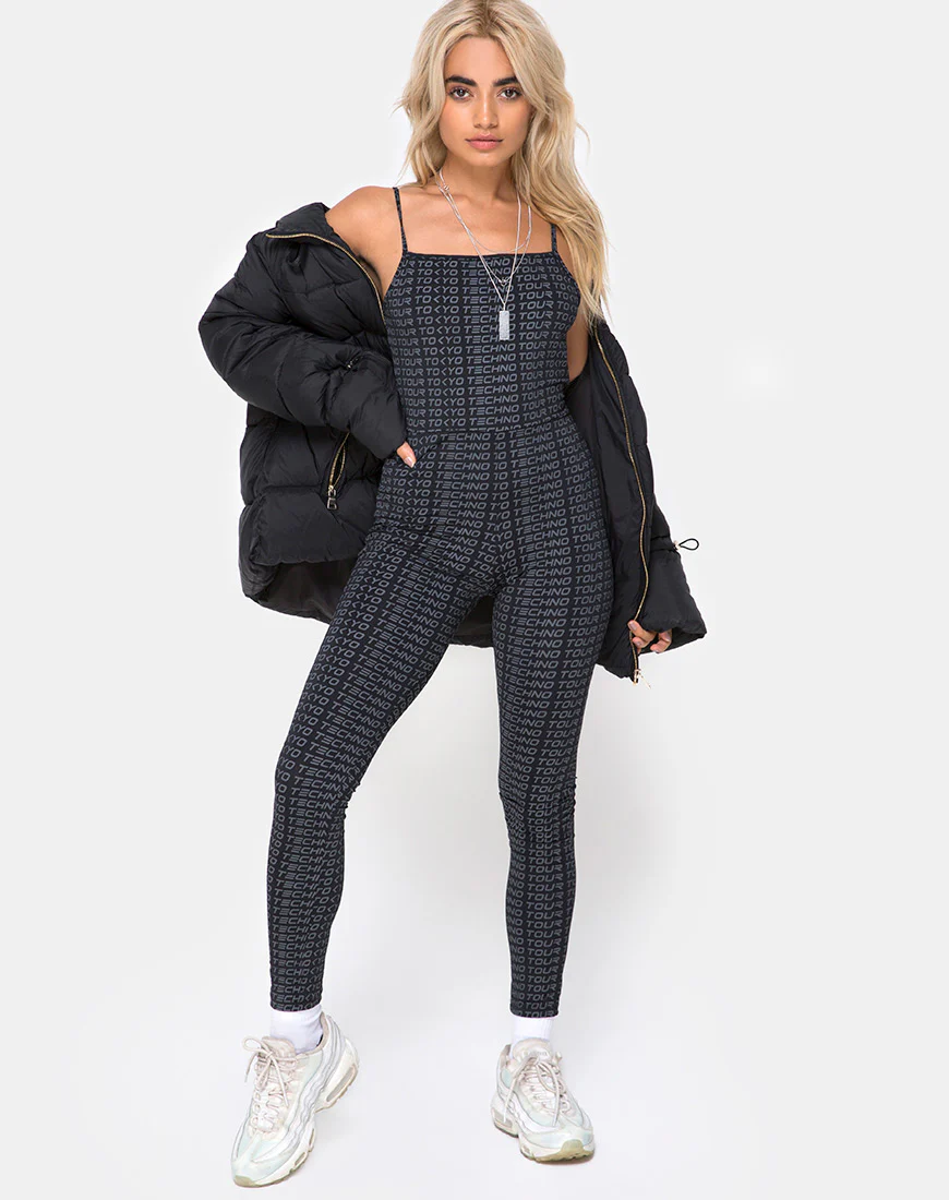 Solita Unitard in Tokyo Techno Tour Black - Awmao