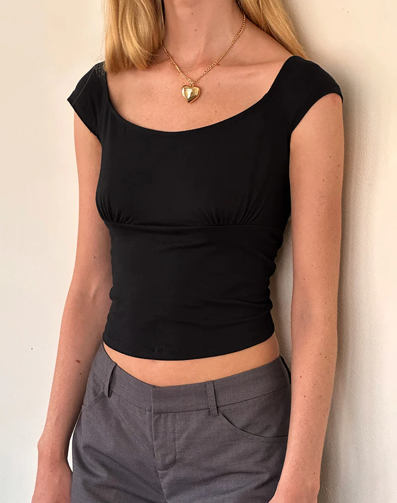 Cania Top in Black Lycra - Awmao