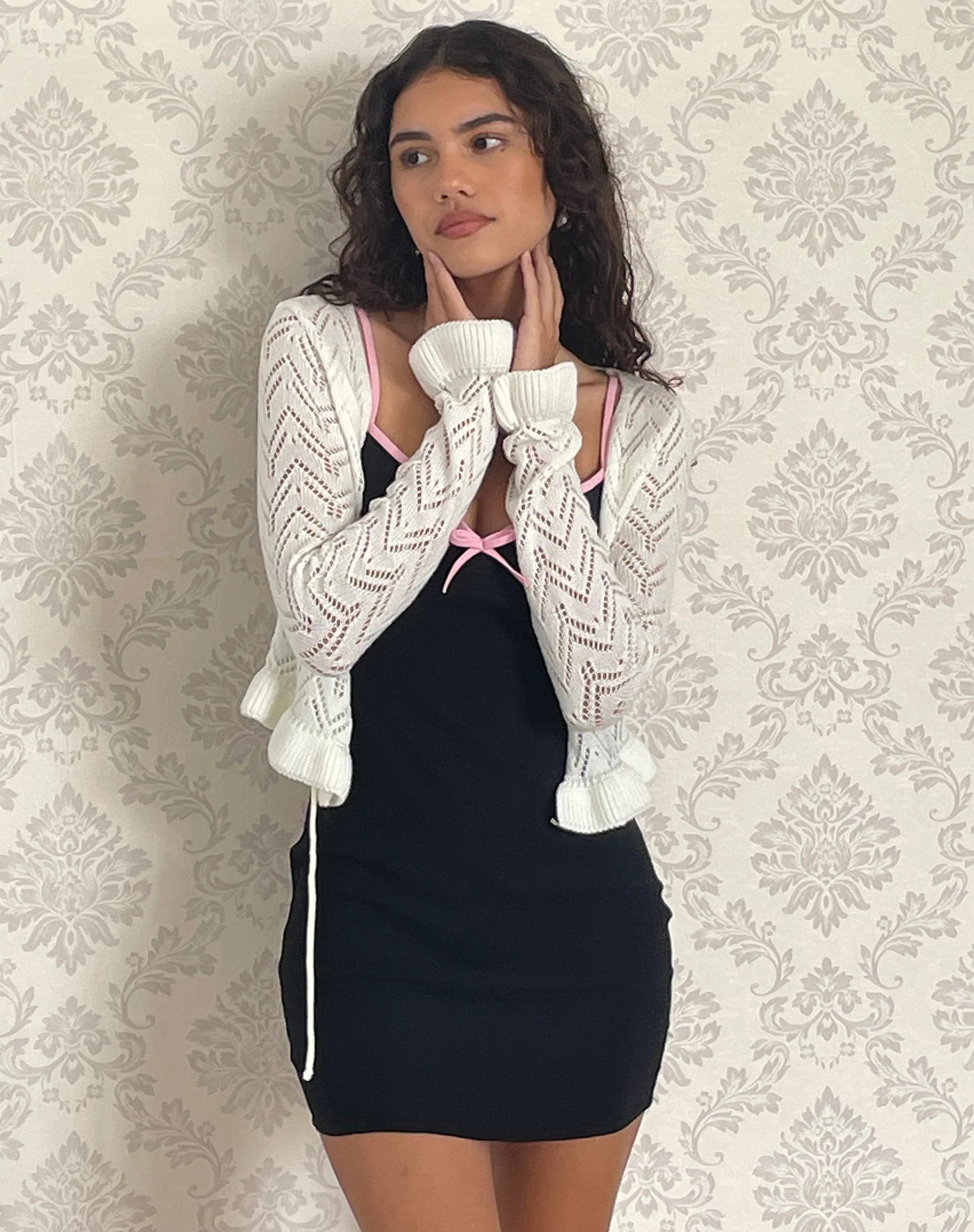 Vella Cardi in Knitted Ivory - Awmao