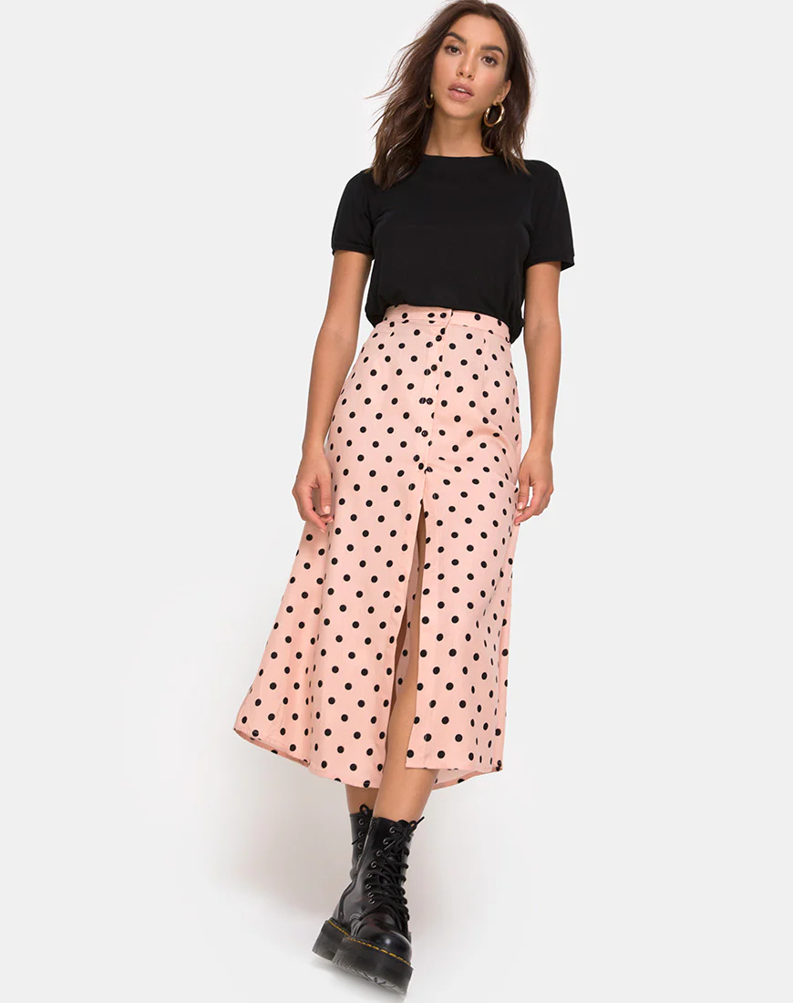 Marni Midi Skirt in New Polka Nude - Awmao