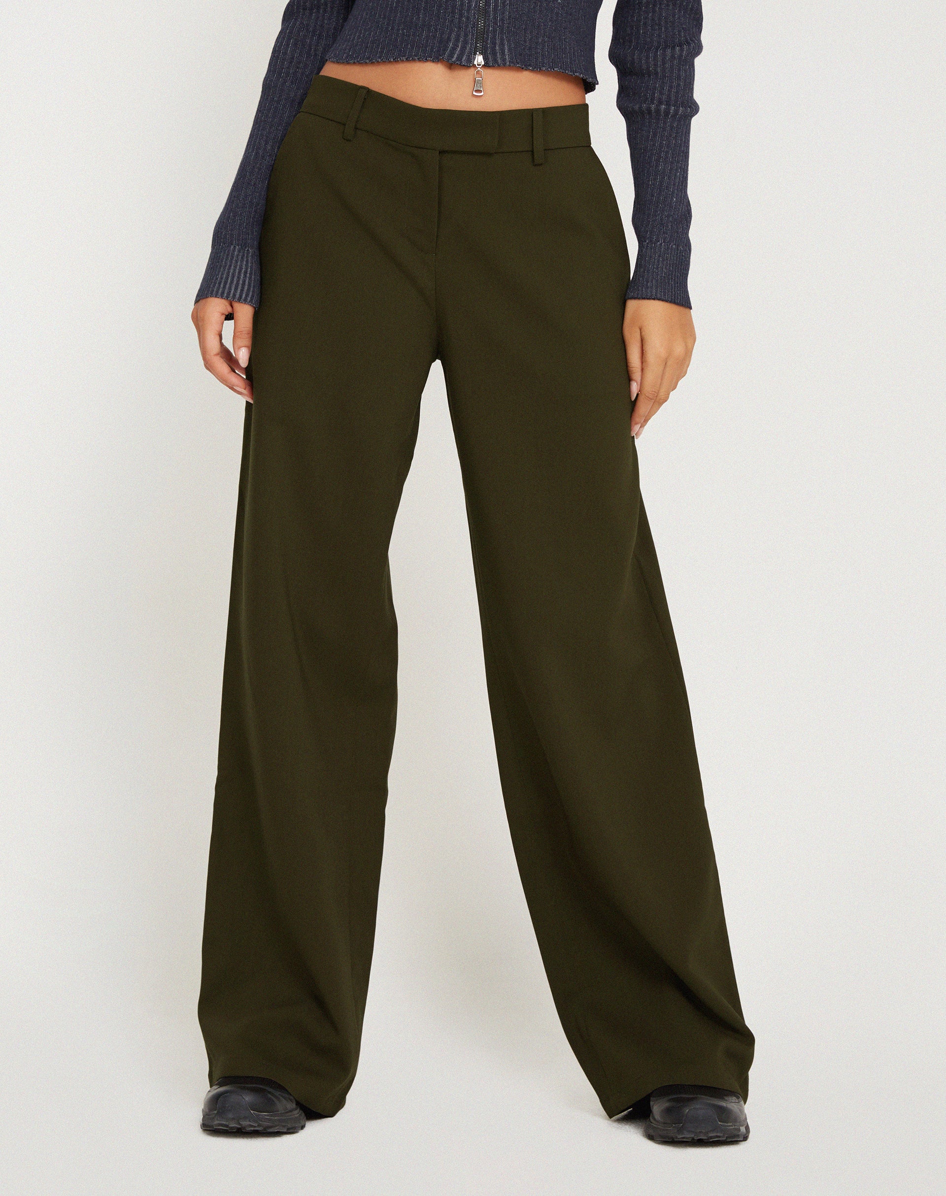 Jabba Wide Leg Trouser in Dark Khaki - Awmao