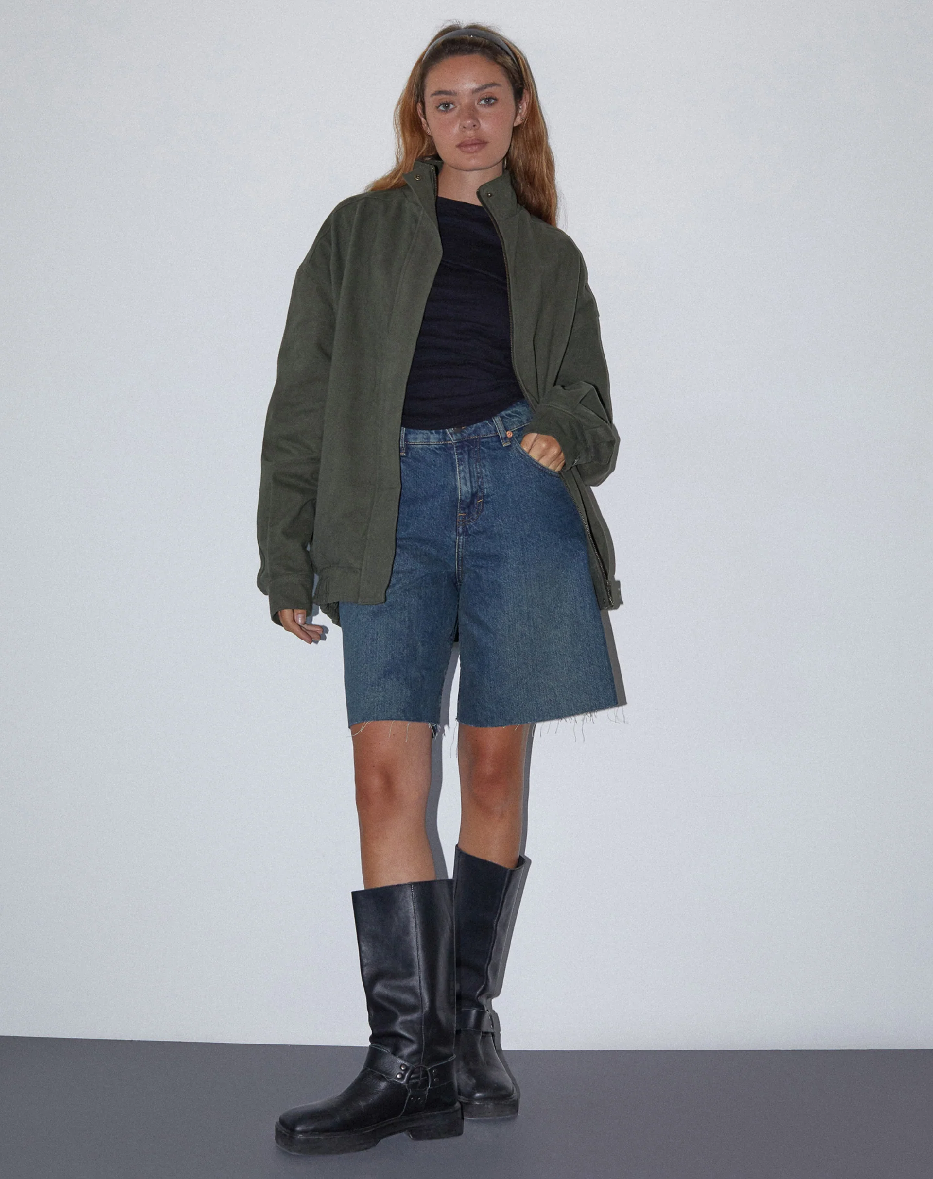 Cavine Bomber Jacket in Burnt Olive - Awmao