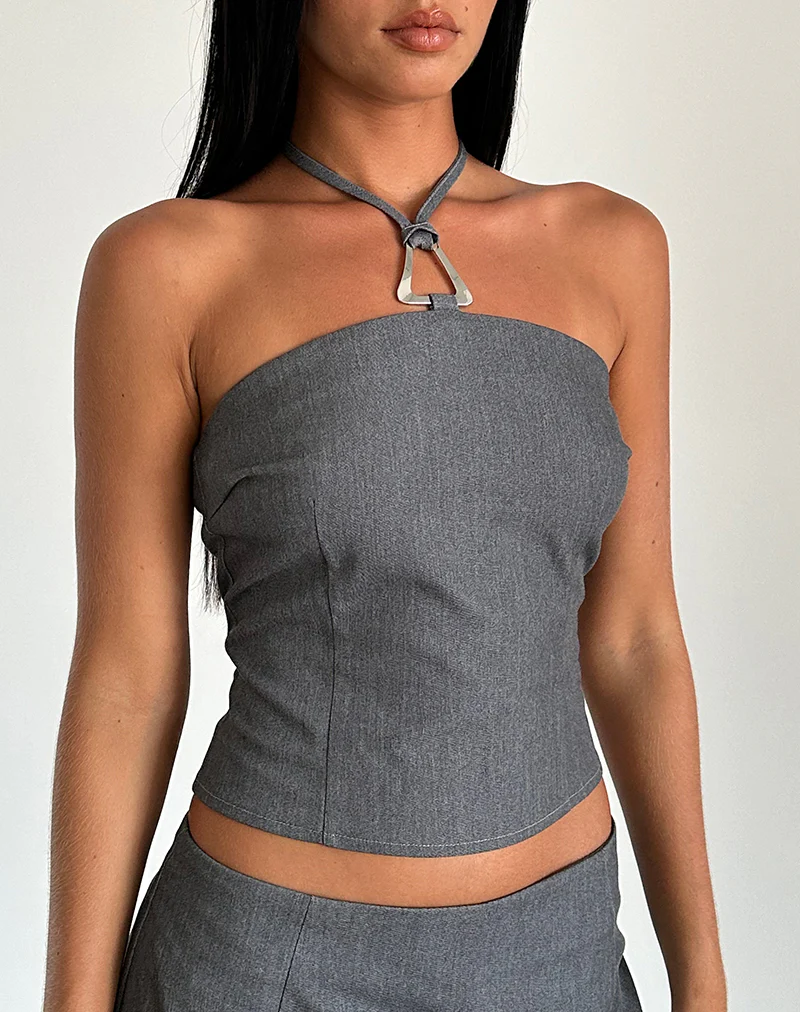 Lakia Top in Tailoring Charcoal - Awmao